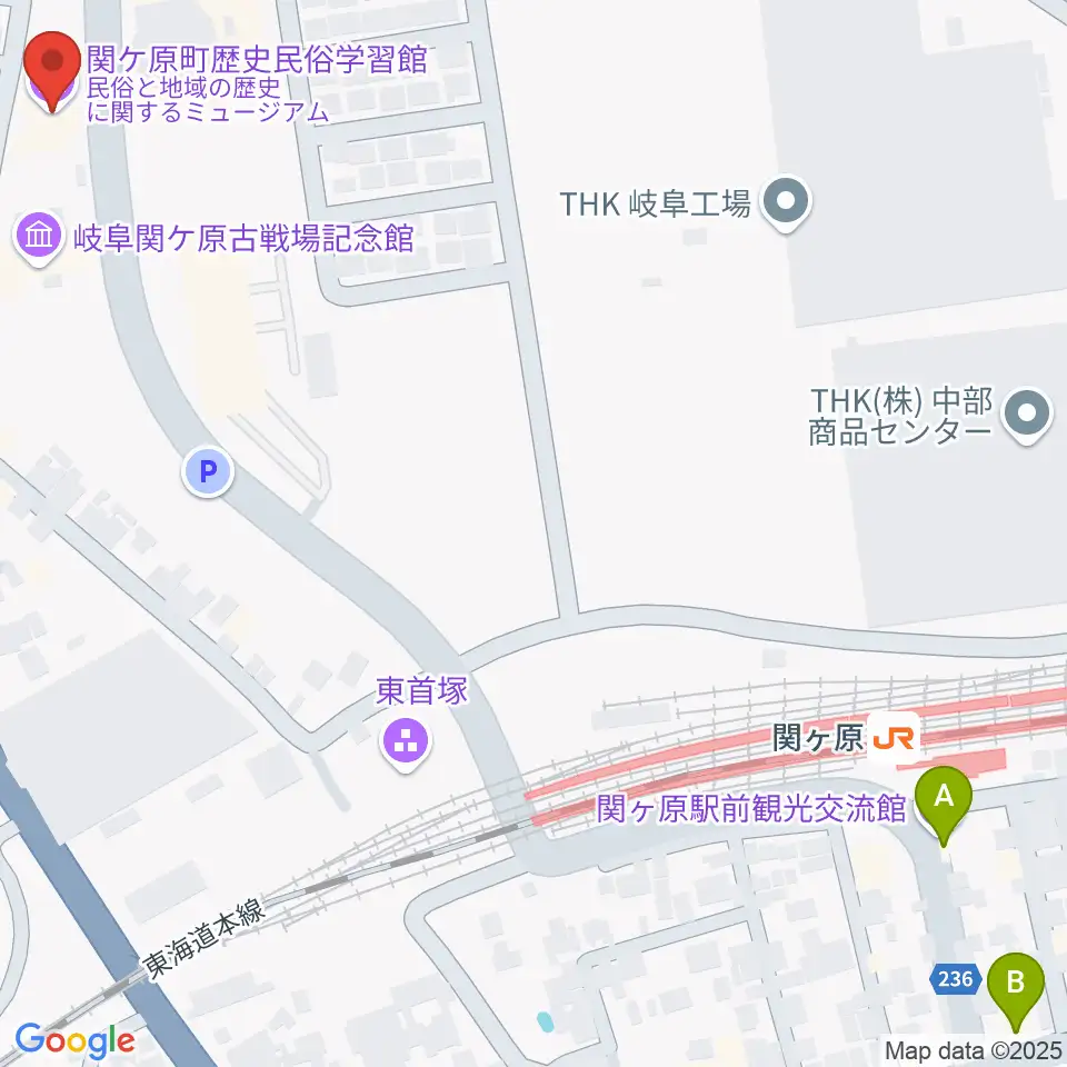 関ケ原町歴史民俗学習館周辺のホテル一覧地図