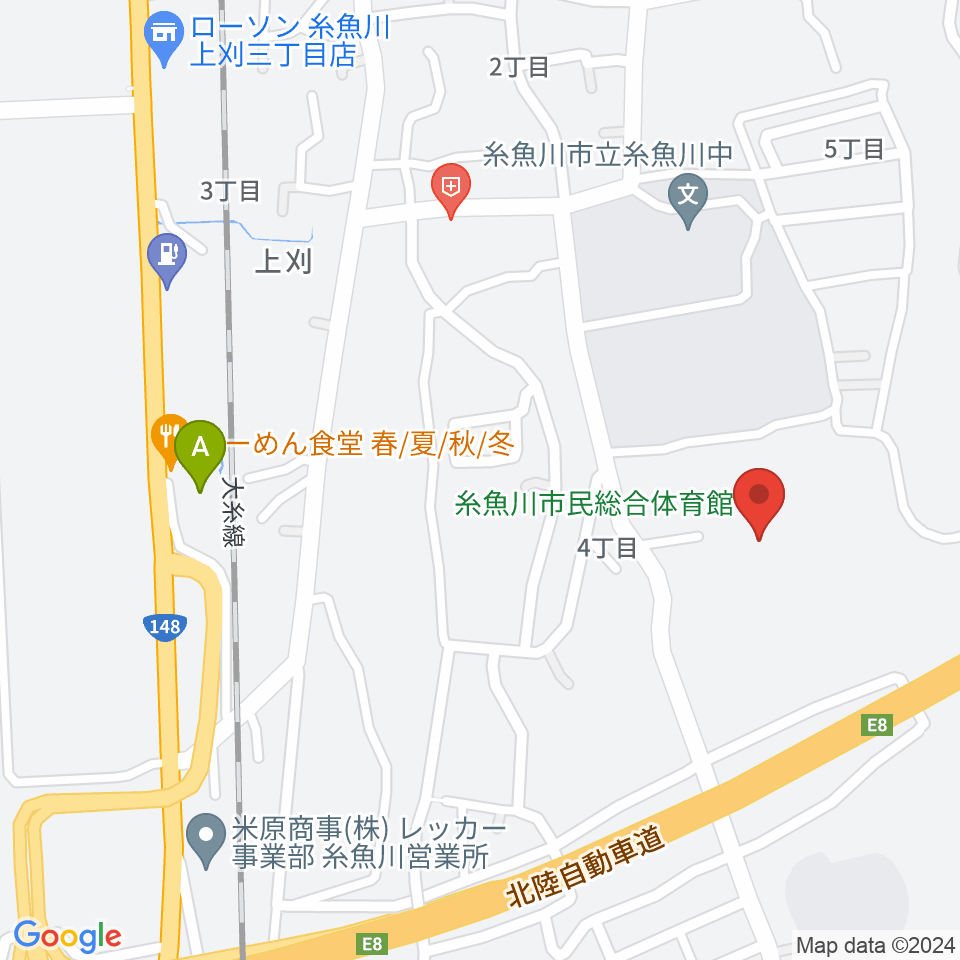 糸魚川市民総合体育館周辺のホテル一覧地図