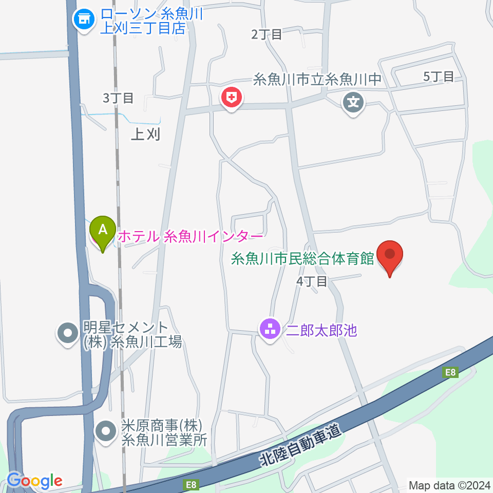 糸魚川市民総合体育館周辺のホテル一覧地図