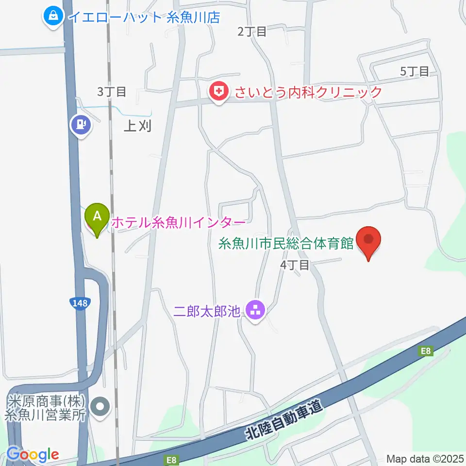 糸魚川市民総合体育館周辺のホテル一覧地図