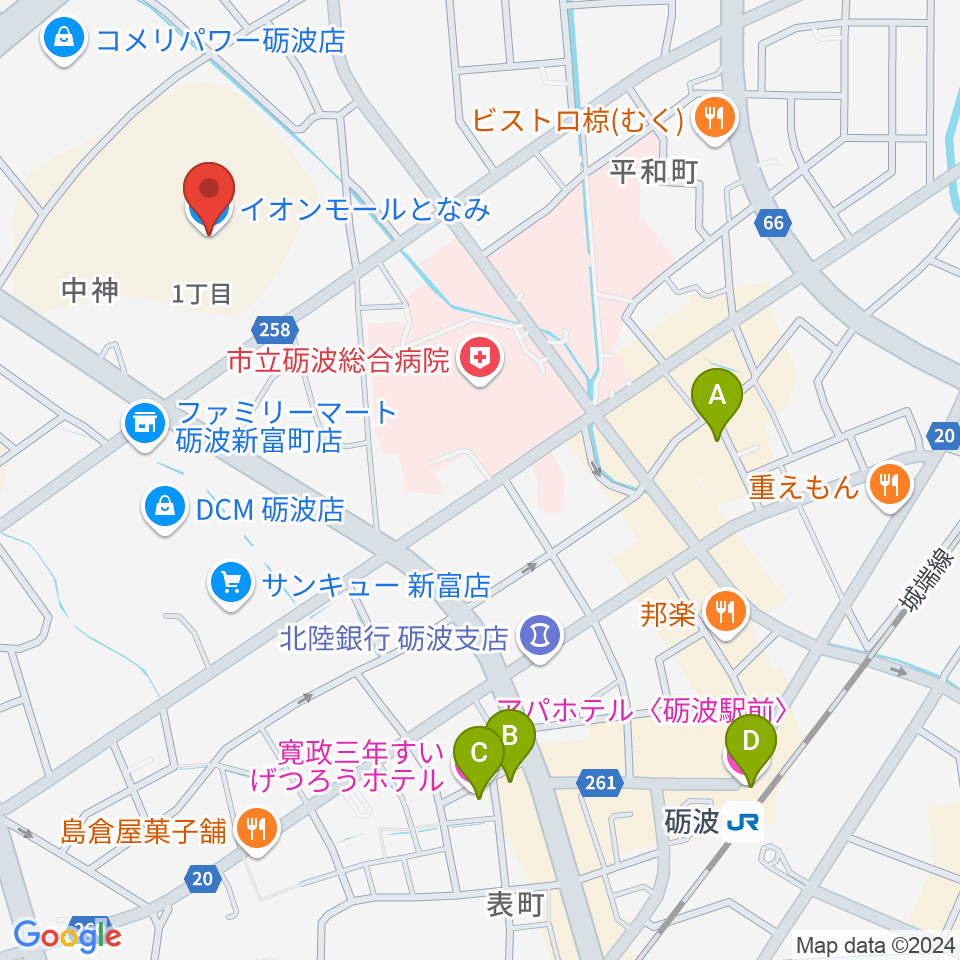 イオンシネマとなみ周辺のホテル一覧地図