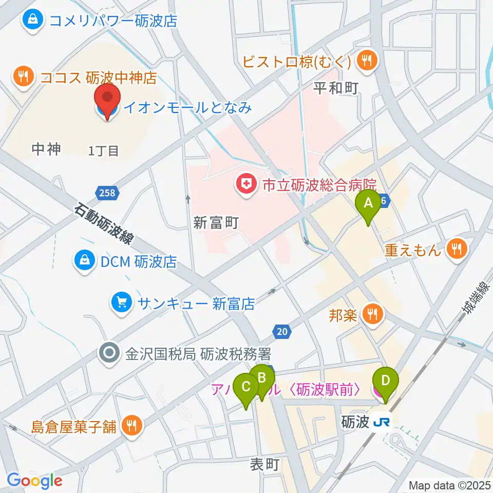 イオンシネマとなみ周辺のホテル一覧地図