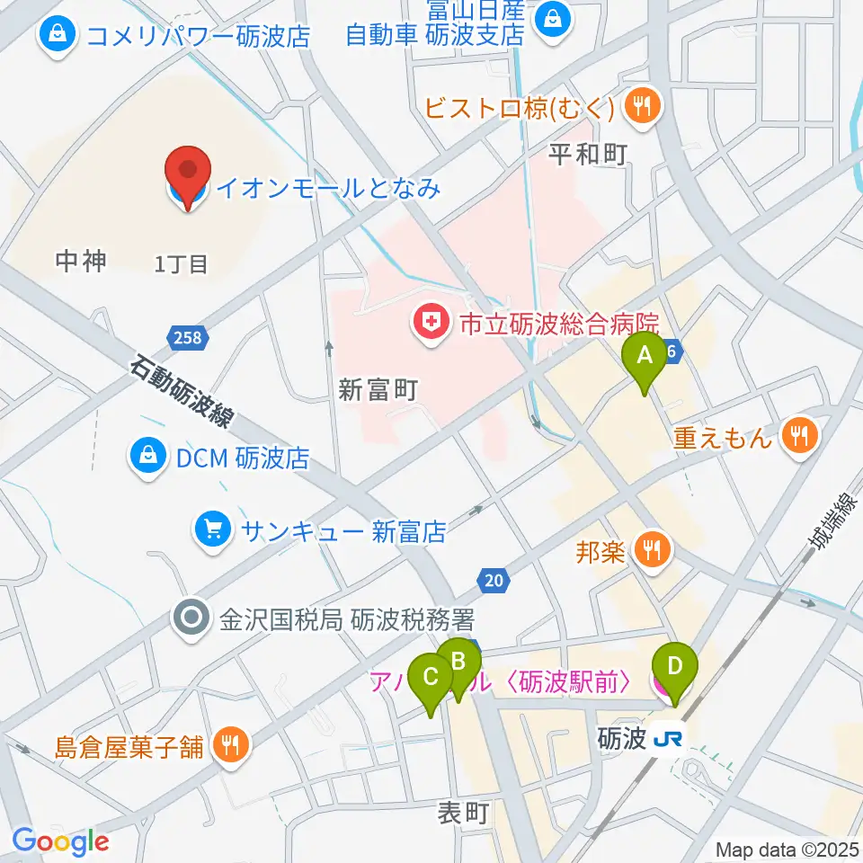 イオンシネマとなみ周辺のホテル一覧地図