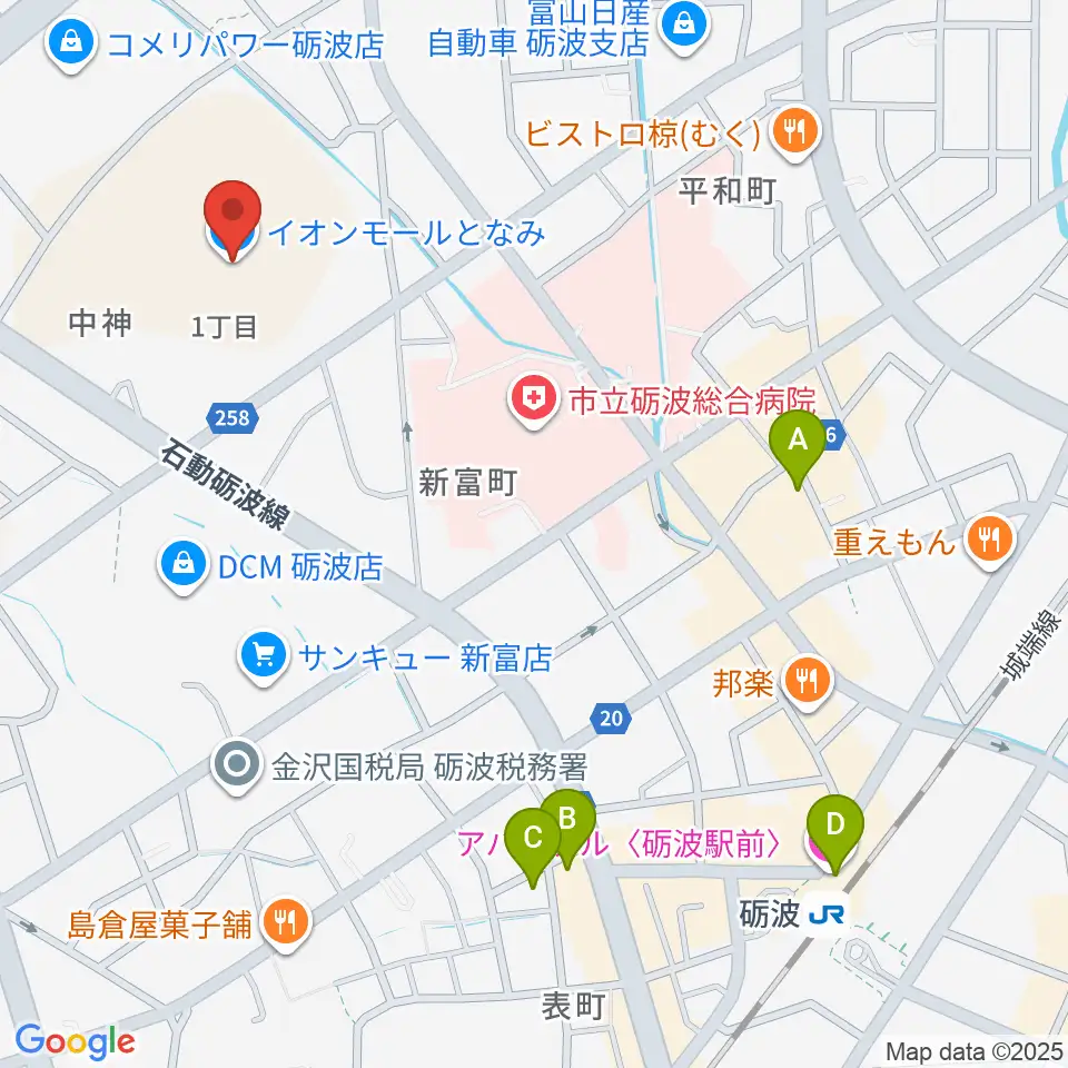 イオンシネマとなみ周辺のホテル一覧地図