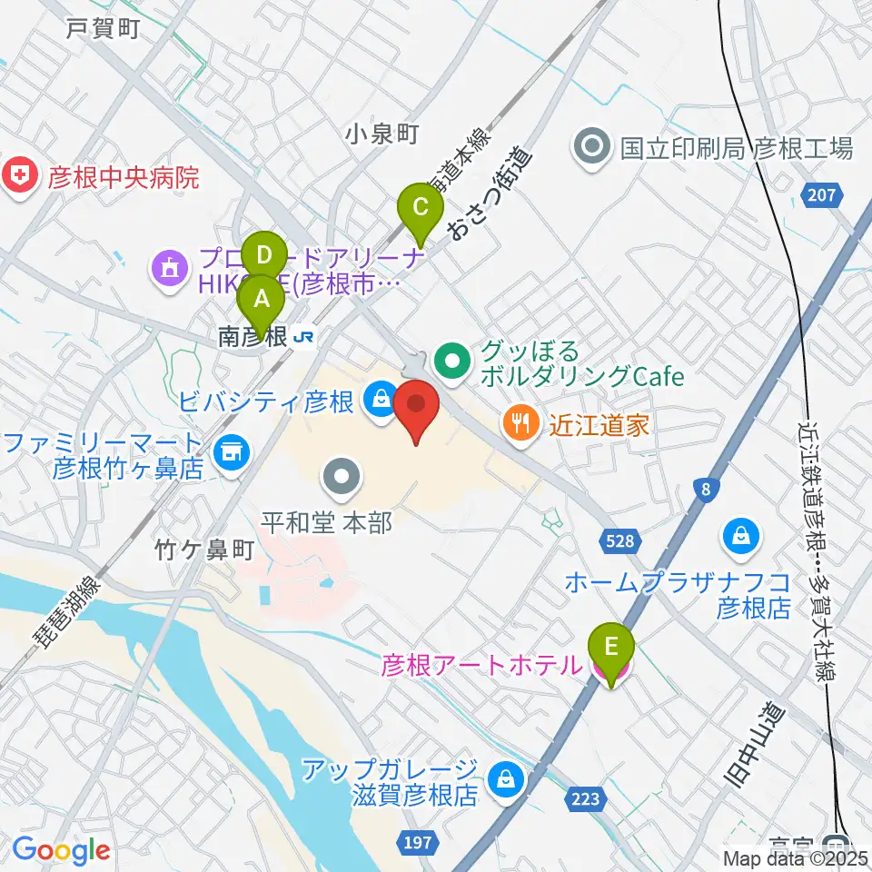 彦根ビバシティシネマ周辺のホテル一覧地図