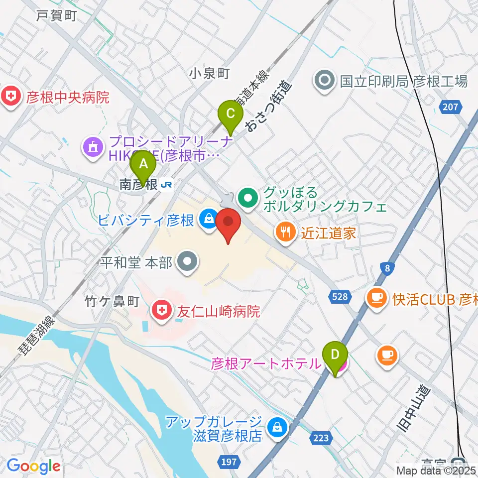 彦根ビバシティシネマ周辺のホテル一覧地図