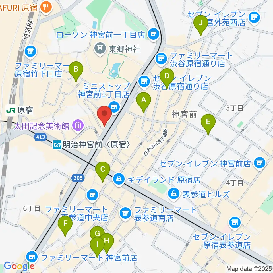 FENDER FLAGSHIP TOKYO周辺のホテル一覧地図