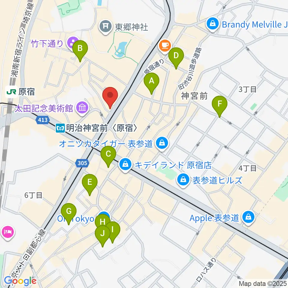 FENDER FLAGSHIP TOKYO周辺のホテル一覧地図