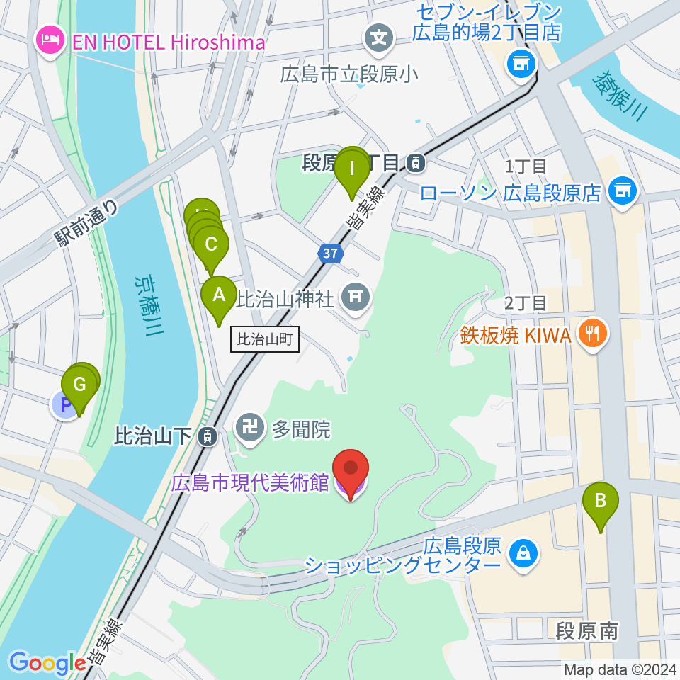 広島市現代美術館周辺のホテル一覧地図