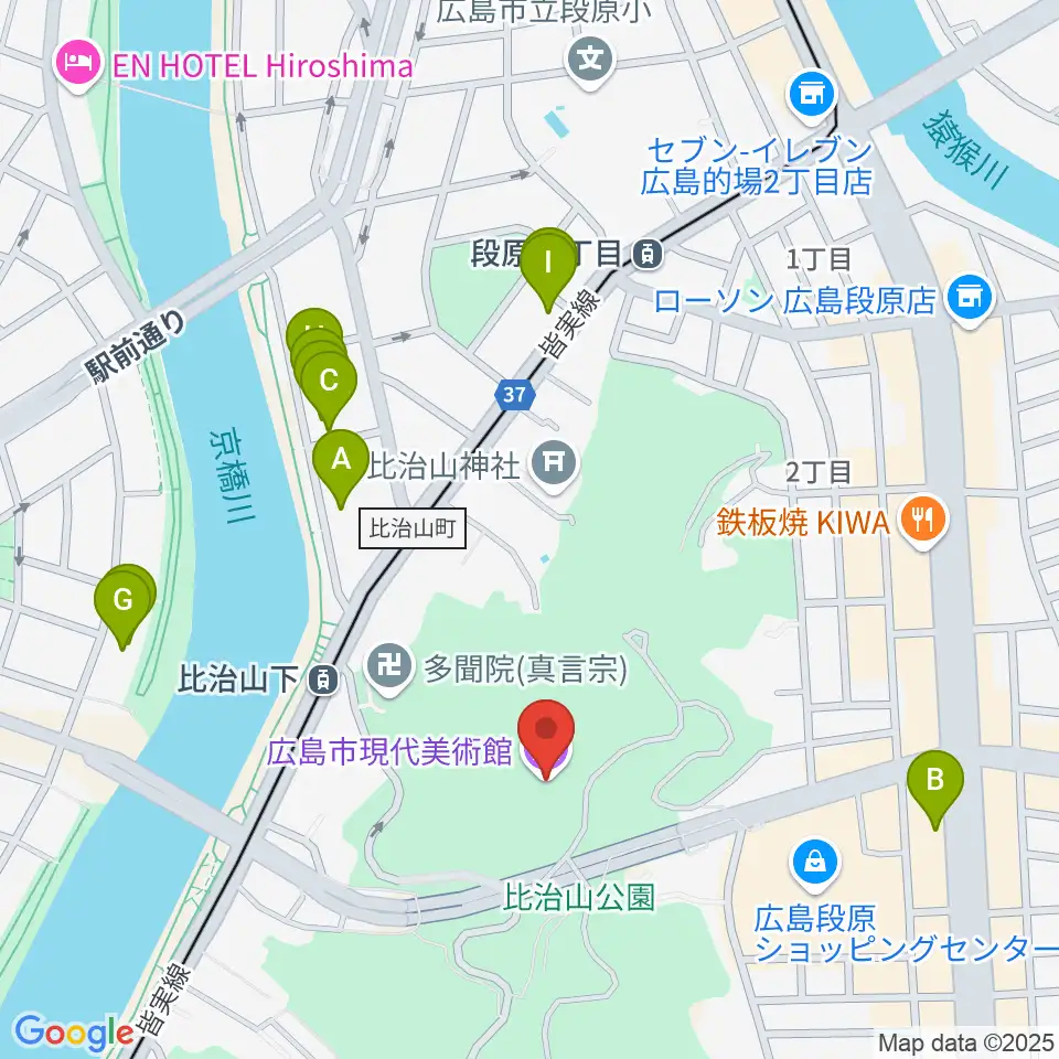 広島市現代美術館周辺のホテル一覧地図