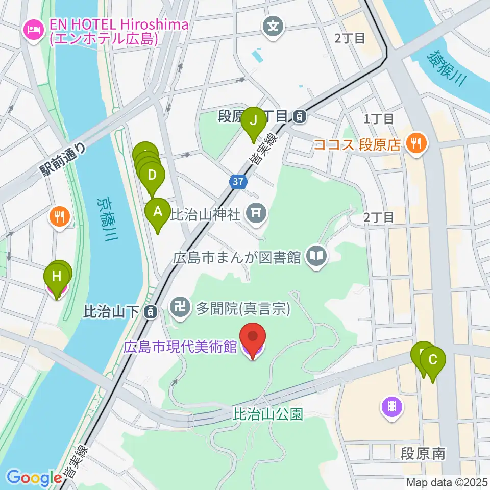 広島市現代美術館周辺のホテル一覧地図