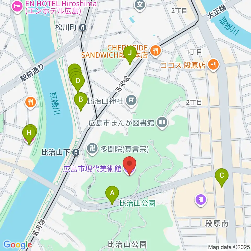 広島市現代美術館周辺のホテル一覧地図