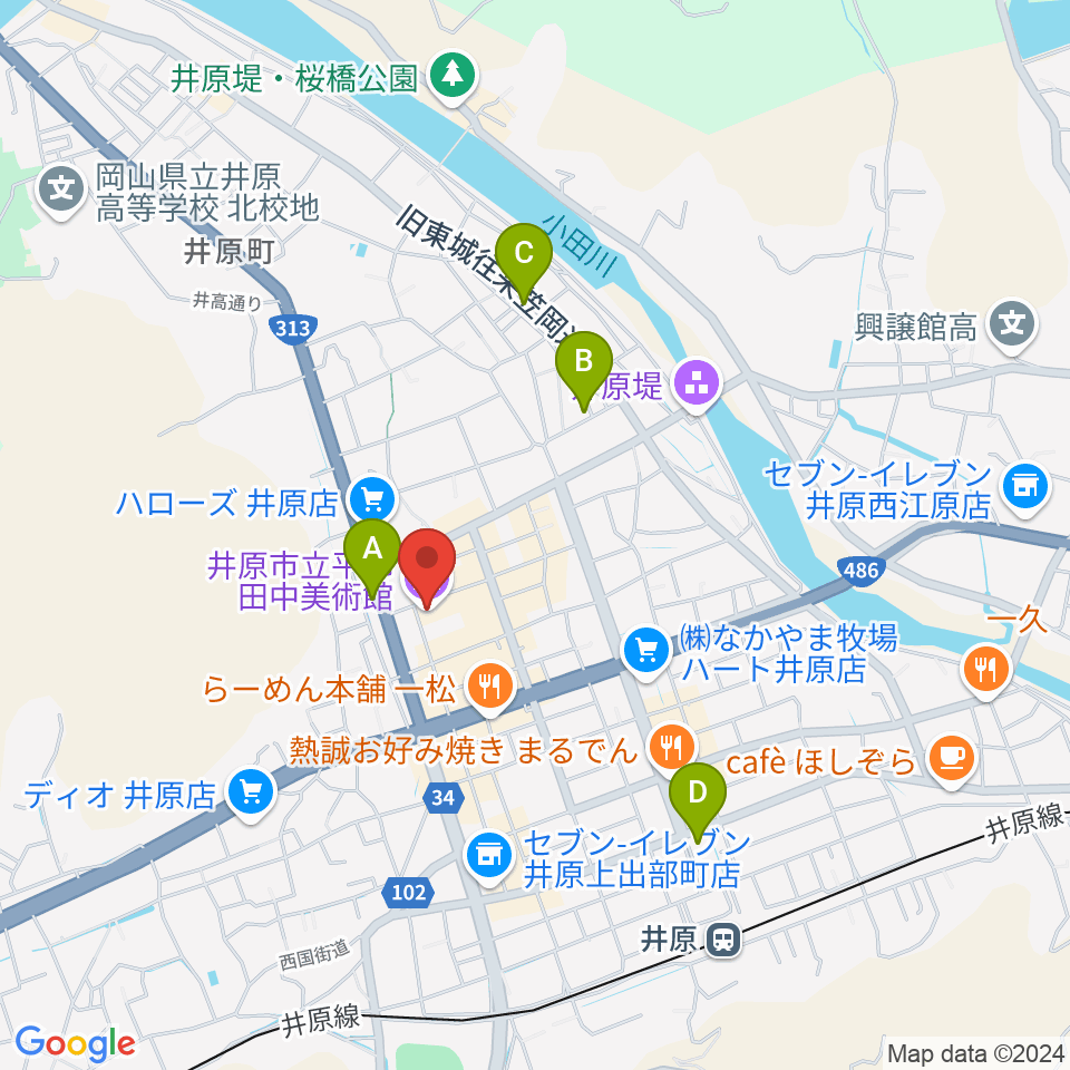 井原市立平櫛田中美術館周辺のホテル一覧地図