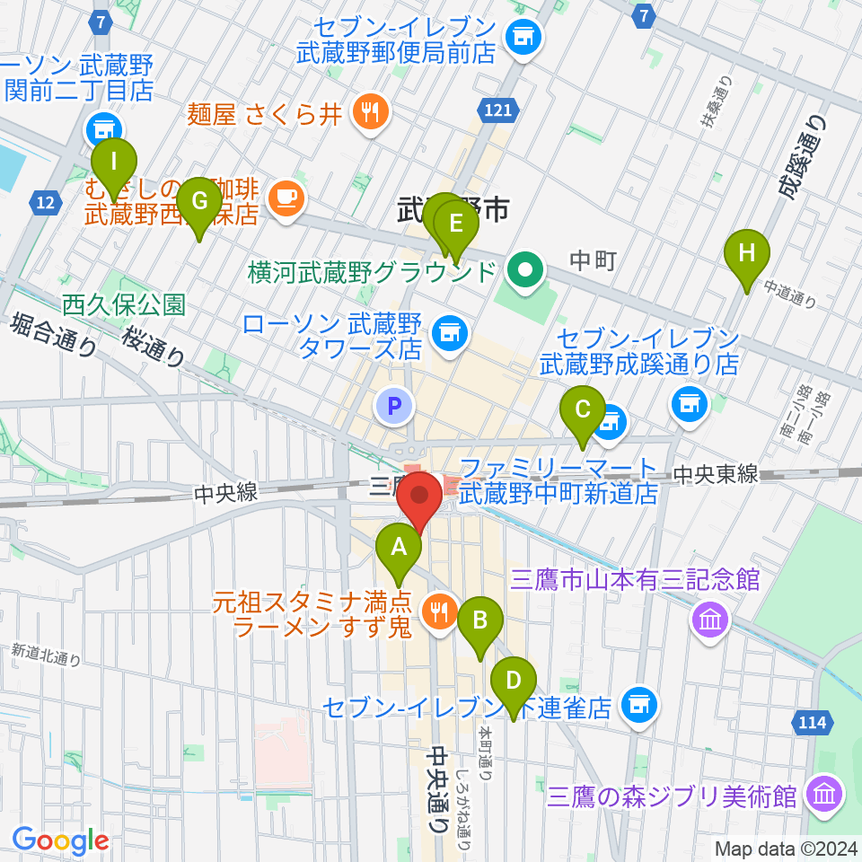 三鷹市美術ギャラリー周辺のホテル一覧地図