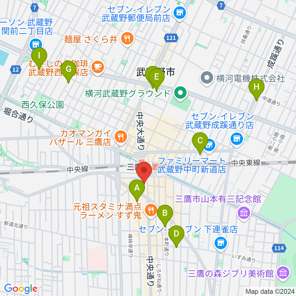 三鷹市美術ギャラリー周辺のホテル一覧地図