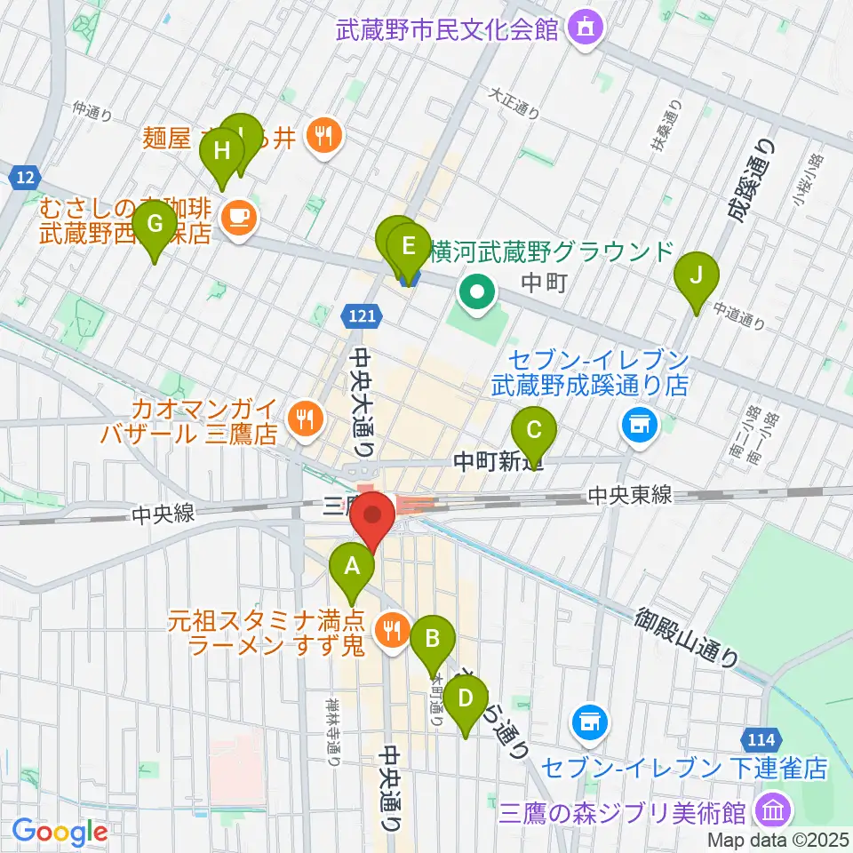 三鷹市美術ギャラリー周辺のホテル一覧地図