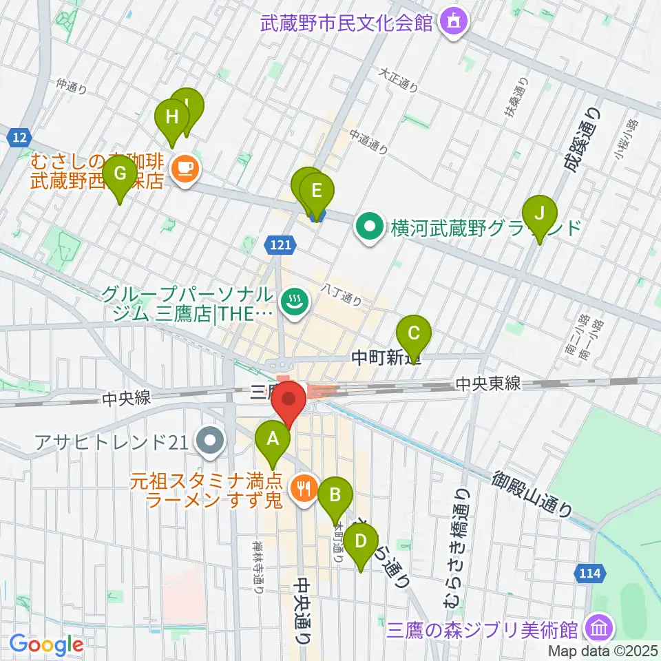 三鷹市美術ギャラリー周辺のホテル一覧地図