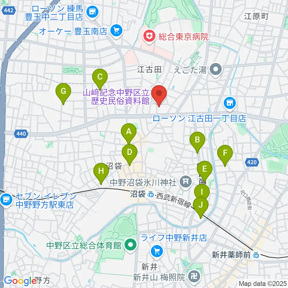 中野区立歴史民俗資料館周辺のホテル一覧地図