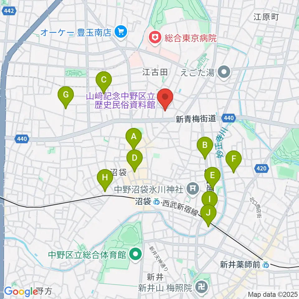中野区立歴史民俗資料館周辺のホテル一覧地図