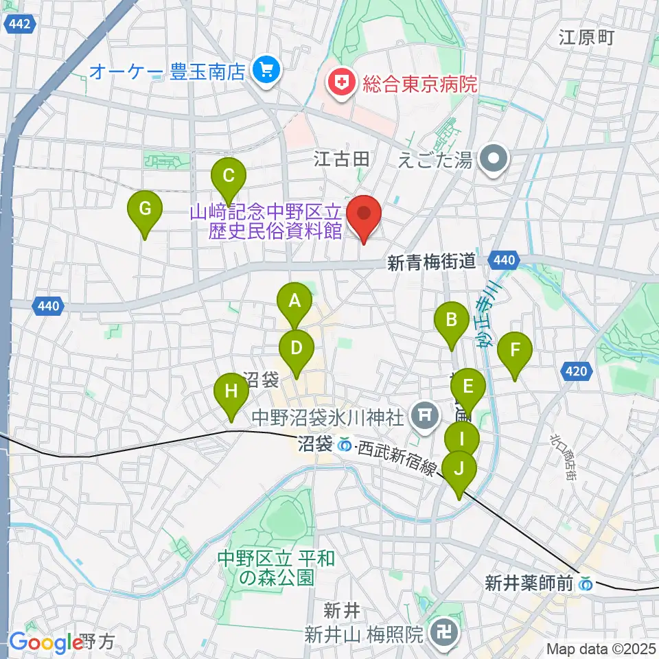 中野区立歴史民俗資料館周辺のホテル一覧地図
