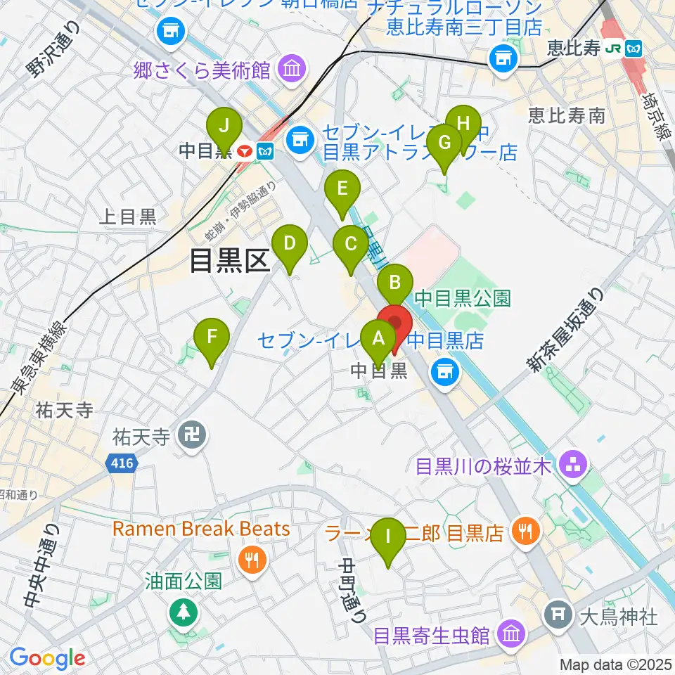 めぐろ歴史資料館周辺のホテル一覧地図