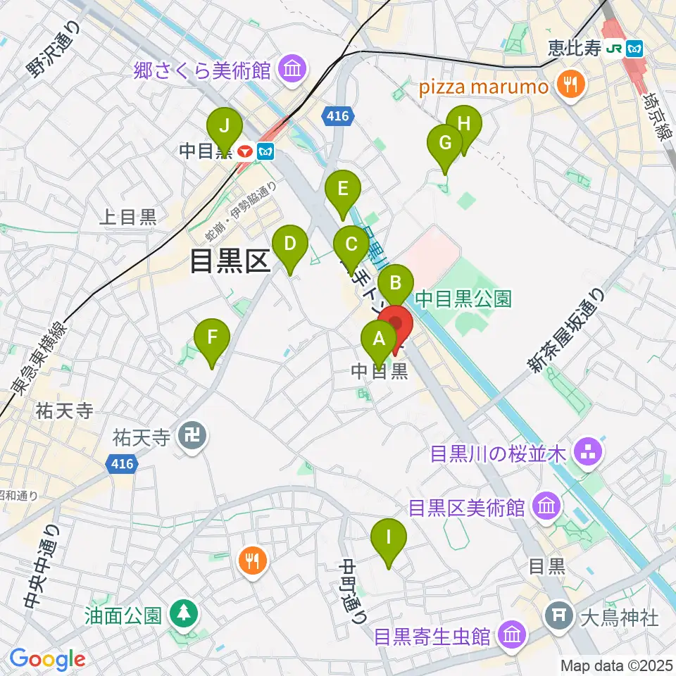 めぐろ歴史資料館周辺のホテル一覧地図