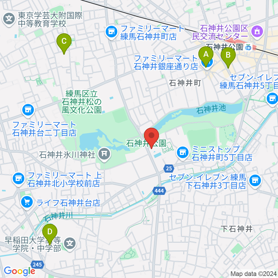 石神井公園ふるさと文化館周辺のホテル一覧地図