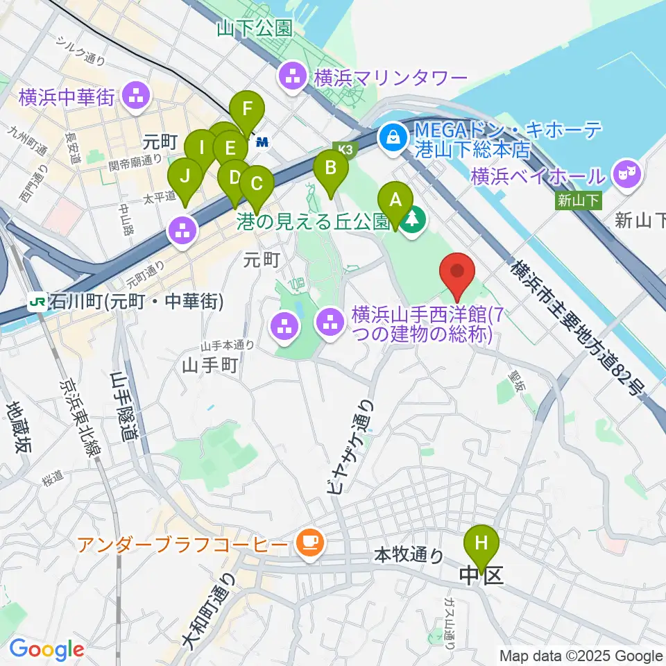 神奈川近代文学館周辺のホテル一覧地図