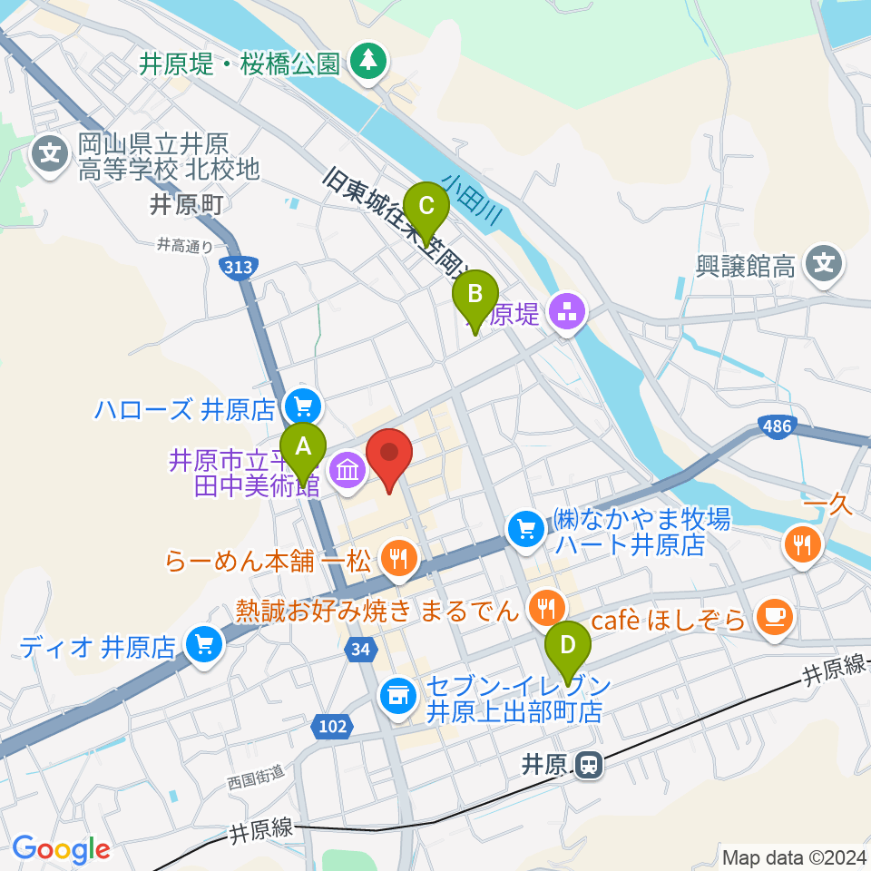 井原市民会館周辺のホテル一覧地図