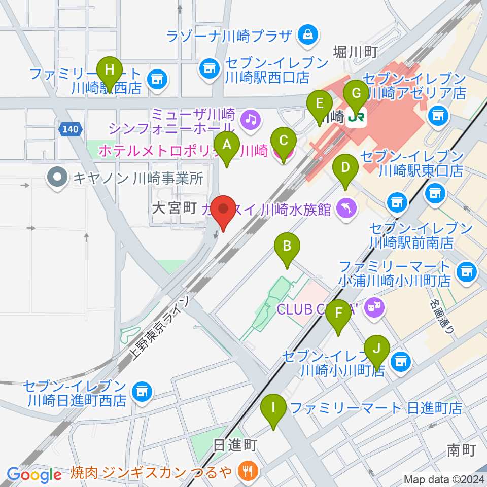 SUPERNOVA川崎周辺のホテル一覧地図