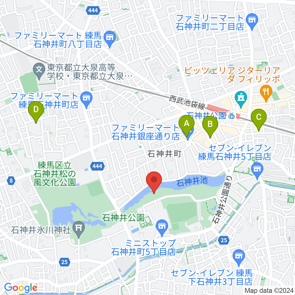 石神井公園野外ステージ周辺のホテル一覧地図