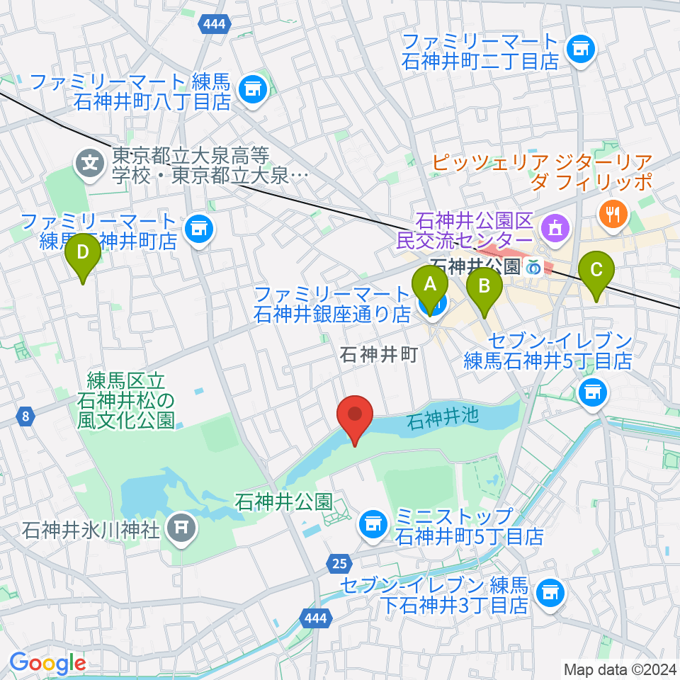 石神井公園野外ステージ周辺のホテル一覧地図