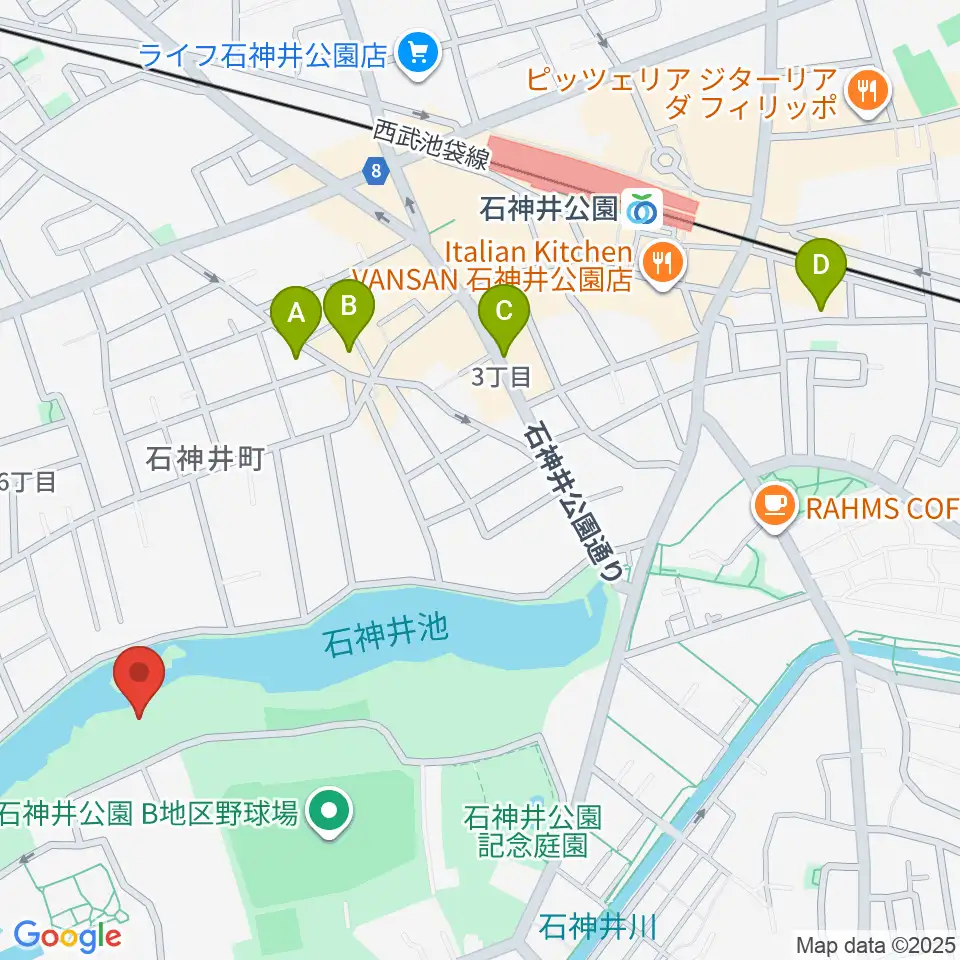 石神井公園野外ステージ周辺のホテル一覧地図