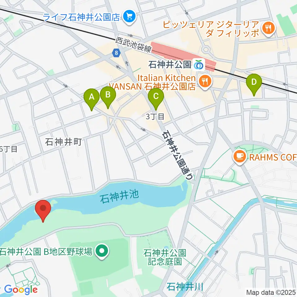 石神井公園野外ステージ周辺のホテル一覧地図