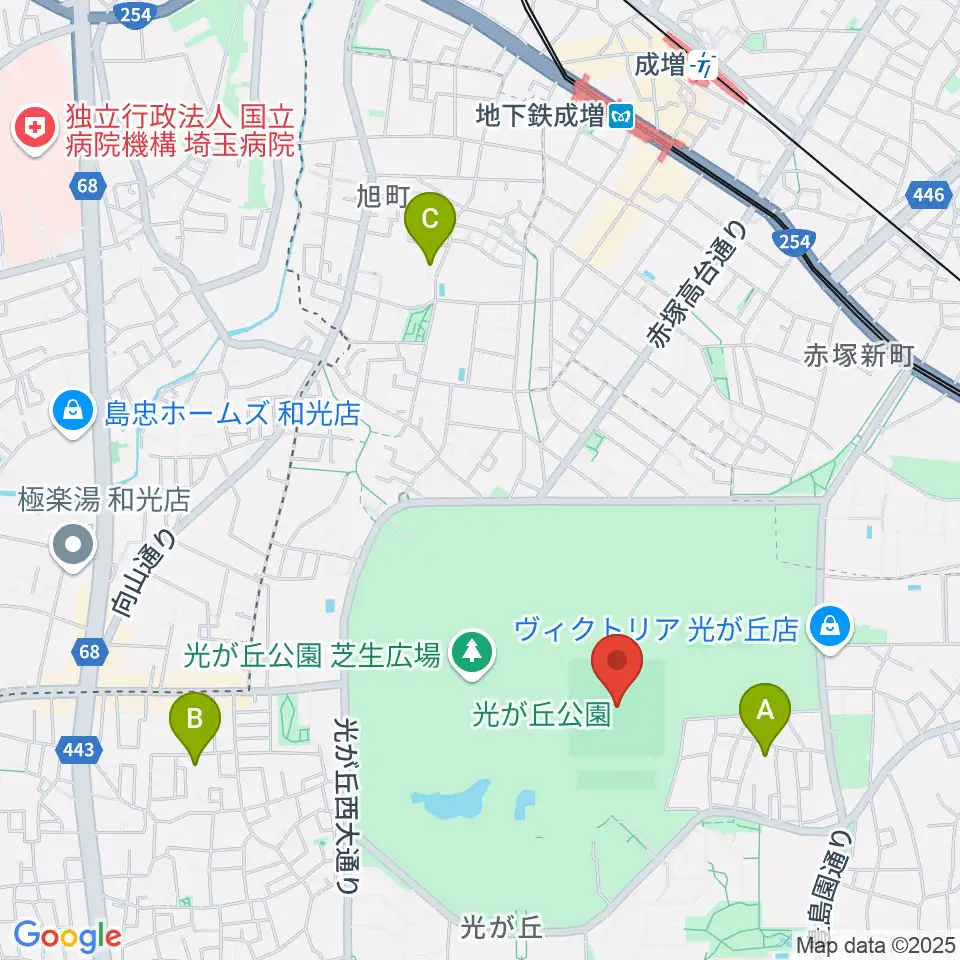 光が丘公園野球場周辺のホテル一覧地図