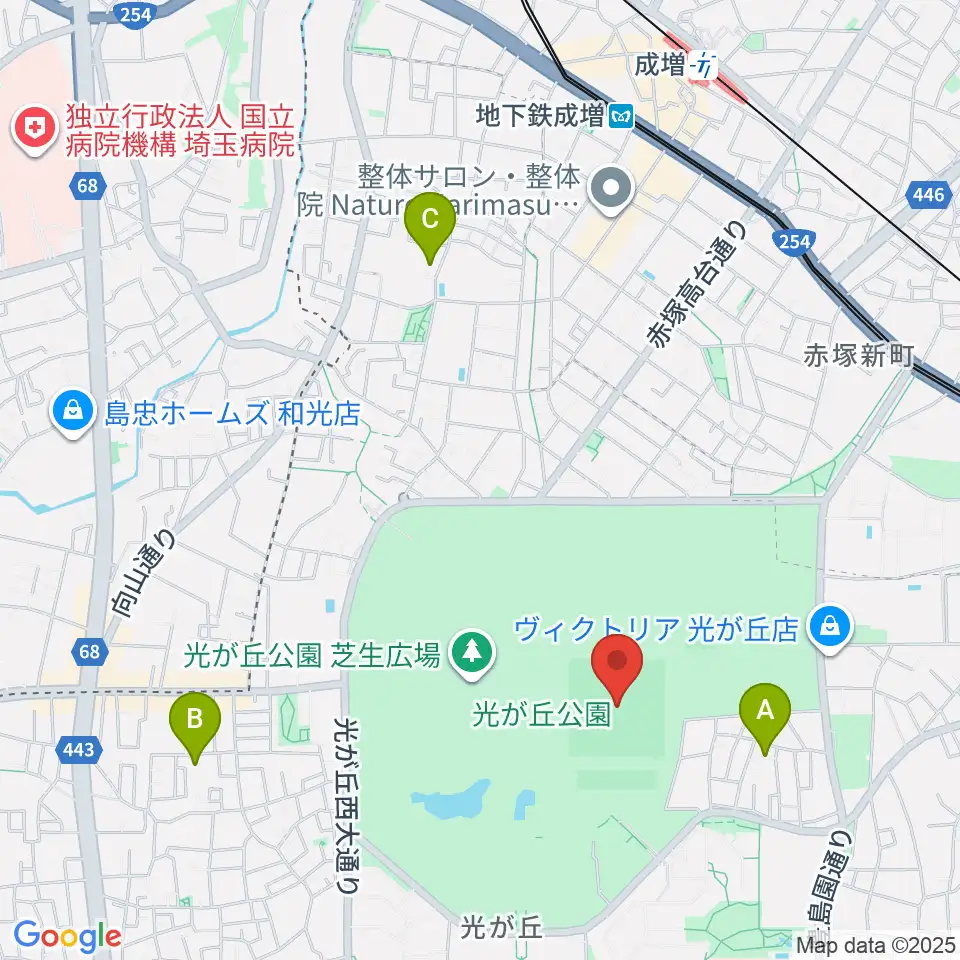 光が丘公園野球場周辺のホテル一覧地図