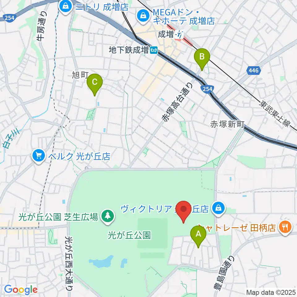 光が丘公園陸上競技場周辺のホテル一覧地図
