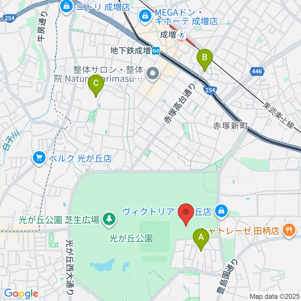 光が丘公園陸上競技場周辺のホテル一覧地図