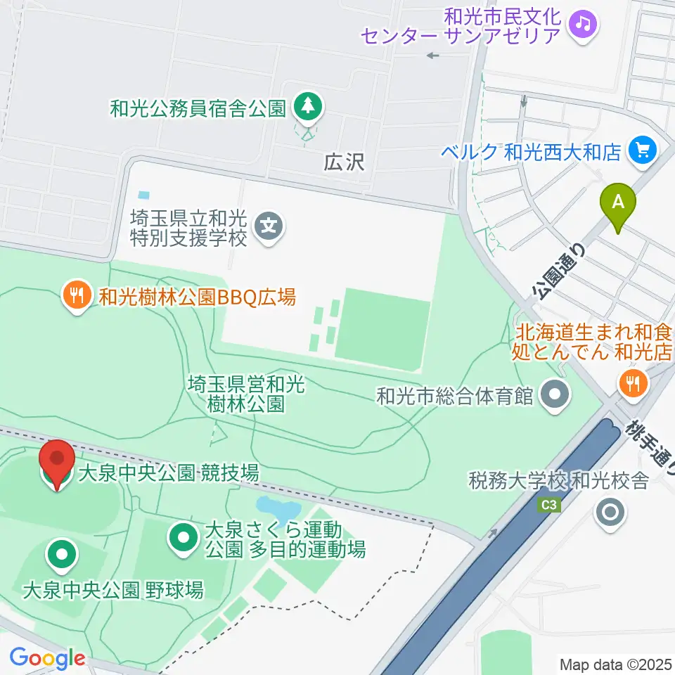 大泉中央公園陸上競技場周辺のホテル一覧地図