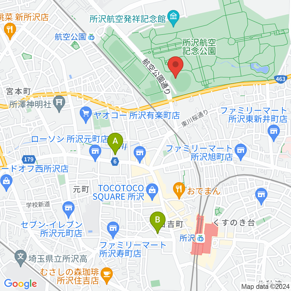 所沢航空記念公園野球場周辺のホテル一覧地図