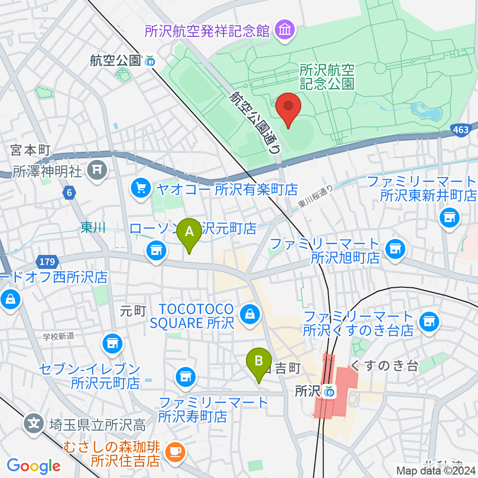 所沢航空記念公園野球場周辺のホテル一覧地図