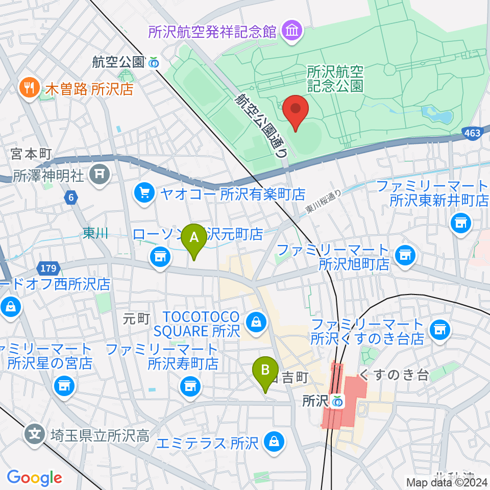 所沢航空記念公園野球場周辺のホテル一覧地図