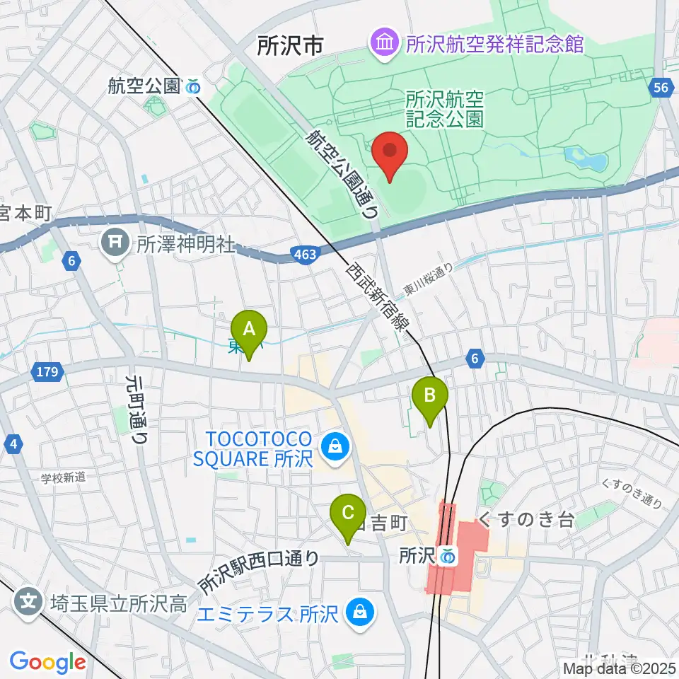 所沢航空記念公園野球場周辺のホテル一覧地図