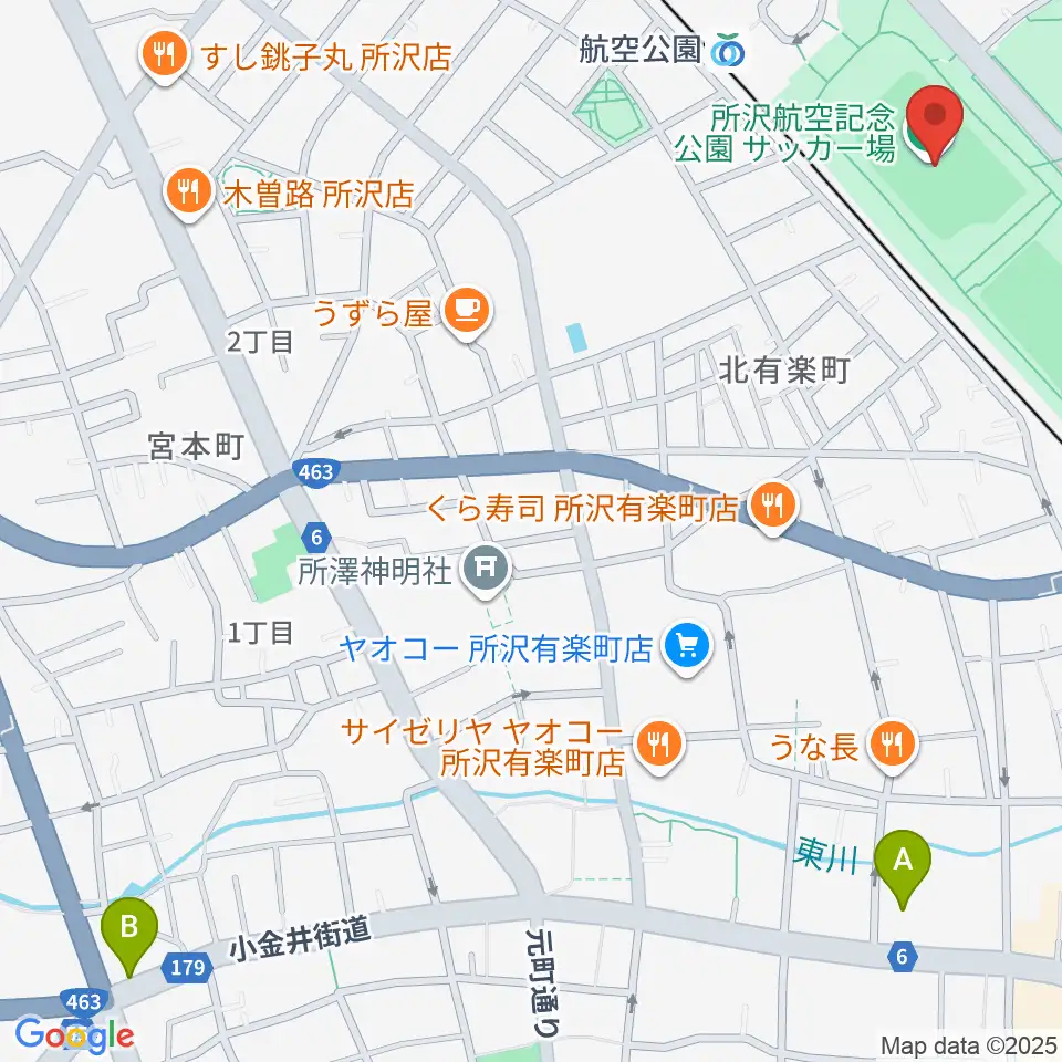 所沢航空記念公園運動場周辺のホテル一覧地図
