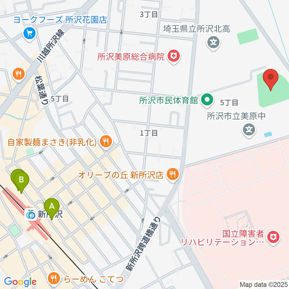所沢市総合運動場野球場周辺のホテル一覧地図