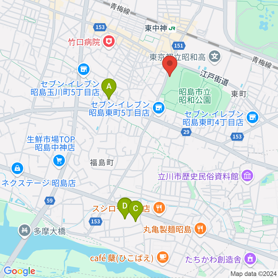 昭島市総合スポーツセンター周辺のホテル一覧地図