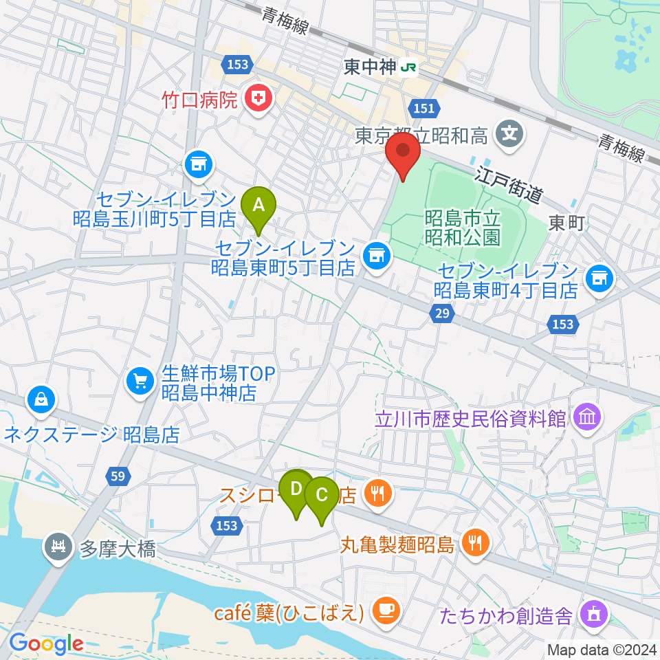 昭島市総合スポーツセンター周辺のホテル一覧地図