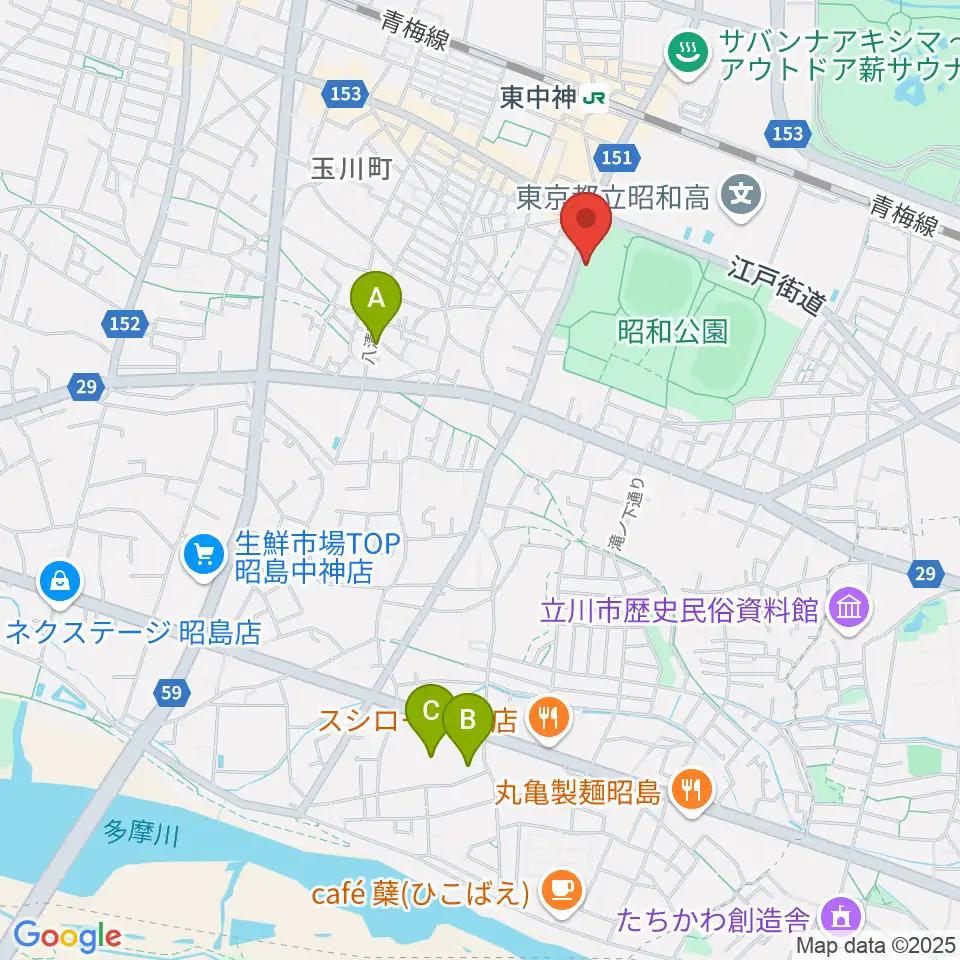 昭島市総合スポーツセンター周辺のホテル一覧地図