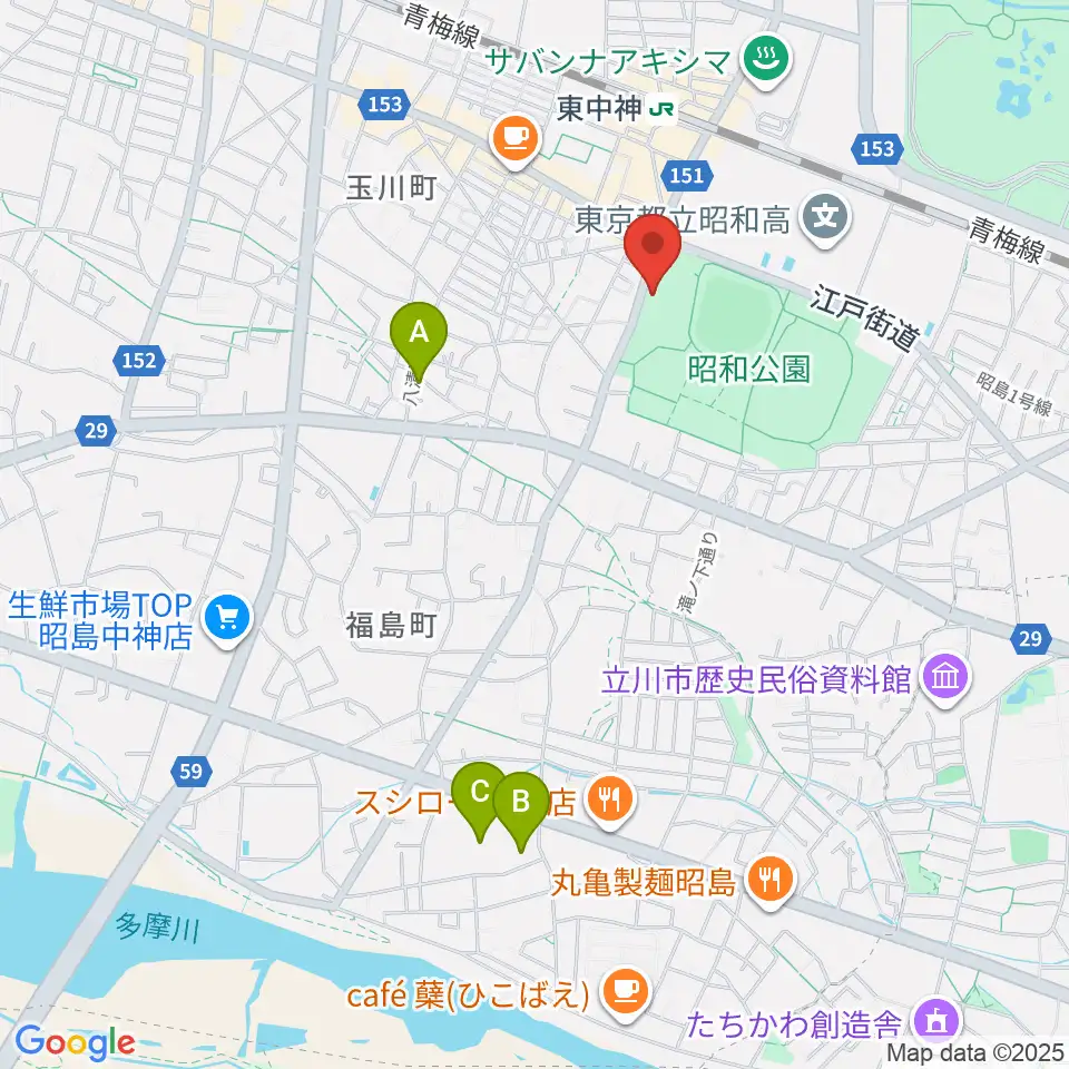 昭島市総合スポーツセンター周辺のホテル一覧地図