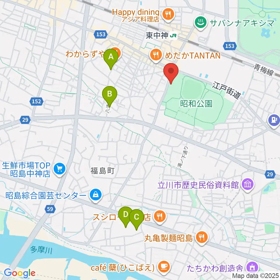 昭島市総合スポーツセンター周辺のホテル一覧地図